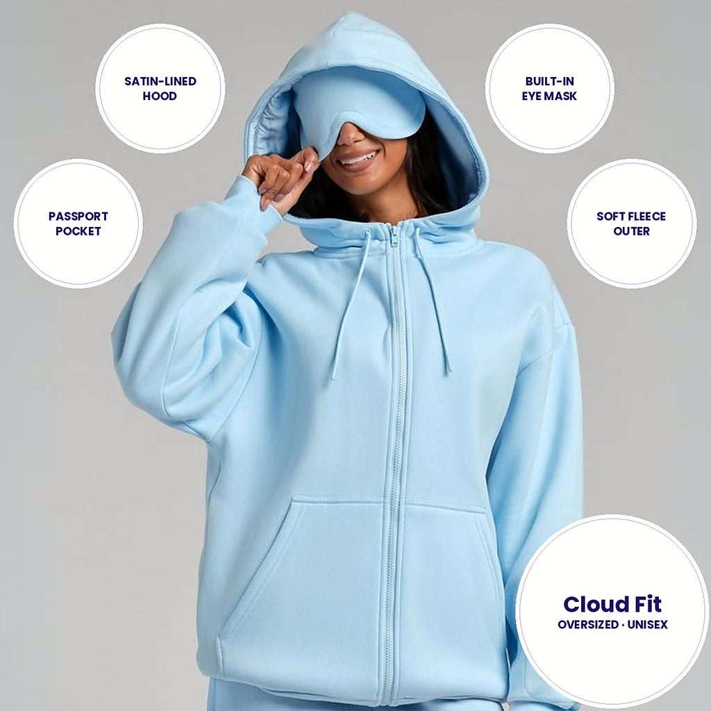 CMFRT LABS Cloud Travel Hoodie in baby blue