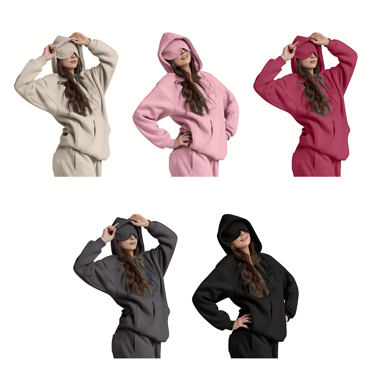 Pullover set colour range: cream, blush, berry, charcoal, black