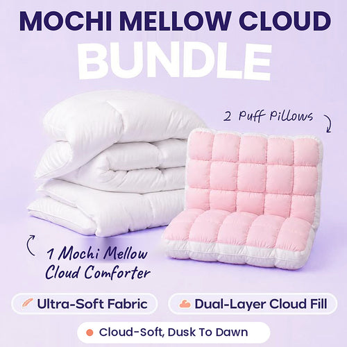 Mochi Mellow Cloud bundle: one comforter and two puff pillows